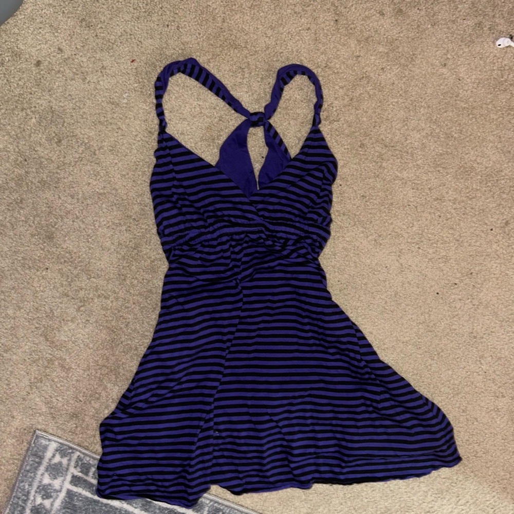 Striped Purple Dress with Back Design